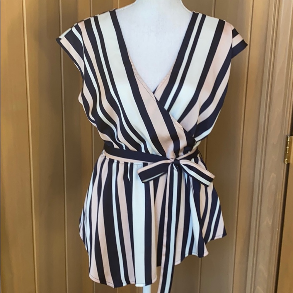 NWOT Express striped surplice top